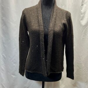 J. Jill Brown Open-Front Cardigan with Sparkles NWOT Size S